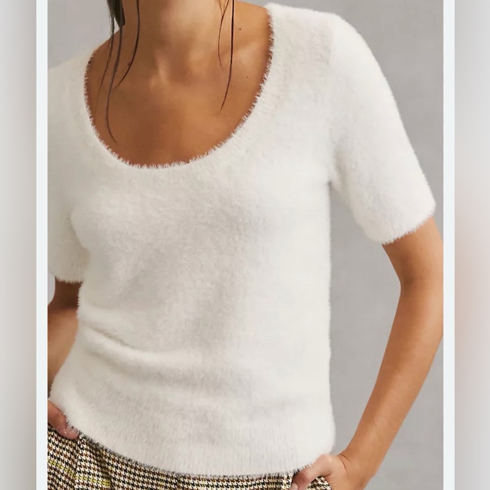 Maeve by Anthropologie Scoop Neck Eyelash Sweater Tee Size M